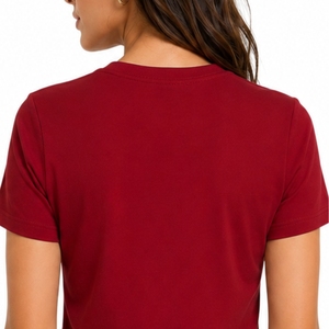 Camiseta de Manga Corta con Cuello Redondo de Algodón Premium para Mujer, Camiseta Informal Básica de Moda, Suave y Cómoda para Uso Diario, Fabricante Personalizado - Product Image 6