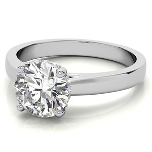 Anillo de Compromiso Premium con Moissanita de Corte Brillante Redondo de 1.3 Quilates, Anillo de Propuesta de Oro Blanco Sólido de 10K con Halo Oculto, Anillo de Boda - Product Image 3