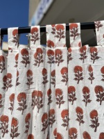 Hint El Baskılı Shibori Bohemian Çevre Dostu Çubuk Cepli Yarı Saydam Toz Geçirmez Her Mevsim Perde Pamuklu Pencere Drapesi Toptan