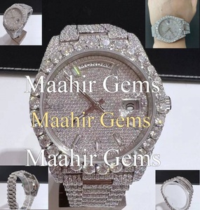 Hot Selling High-end Luxury VVS Mossanite Stainless Steel Glass <b>Watch</b> Honeycomb <b>Set</b> Ice Hip-hop Personalized <b>Watch</b> - Product Image 3