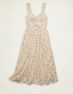 Women's Pure Cotton Floral Midi <b>Dress</b> <b>Elastic</b> Waist Breathable ODM Trendy Casual A-Line Knee-Length Size XS Club Occasion - Product Image 5