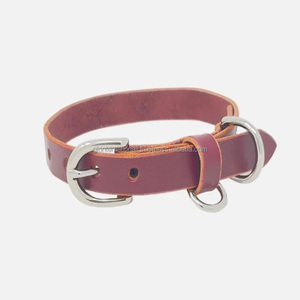 Colliers de chat et de chien en cuir véritable de haute qualité de couleur unie avec raccords en laiton réglables toutes les tailles disponibles - Product Image 4