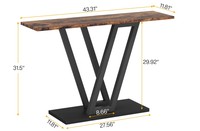 Console moderne en bois avec base en métal de style industriel pour entrée et salon
