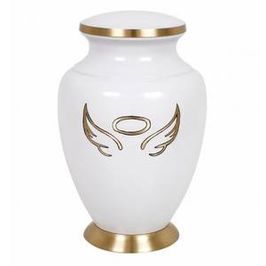 Urne funéraire en métal Ailes d'Ange Dorées pour Adultes, Urne à Cendres, Urne Commémorative, Artisanat Métallique, Urnes Humaines, Prix Abordable - Product Image 1