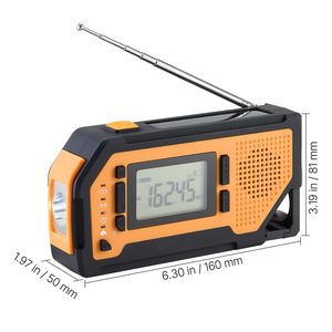 Radio météo portable d'urgence 2000 mAh avec alerte FM/AM/WB/NOAA, manivelle solaire et chargement USB, alarme SOS - Product Image 5