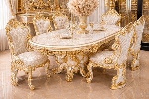 High Quality Luxury Hand-Carved Teak <b>Wood</b> <b>Dining</b> Set Buy <b>Dining</b> Chairs Maharaja Palace 8-Seater Luxurious Golden <b>Dining</b> <b>Table</b> - Product Image 5