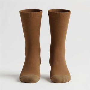 <b>Men's</b> Crew <b>Socks</b> Solid Color Knitted Regular Style Daily Wear <b>Brown</b> - Product Image 1