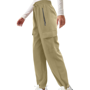 Pantalon cargo streetwear élégant pour femme, personnalisé, hiver, haute qualité, taille haute élastique, respirant, matière personnalisée, crocheté - Product Image 5