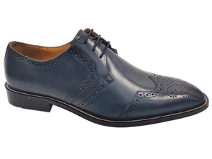 Zapatos Oxford de Vestir para Hombre, de Cuero Genuino Azul, con Punta en Pico, con Cordones, para Oficina, Carrera Profesional, Color Sólido, para Todas las Temporadas - Product Image 1