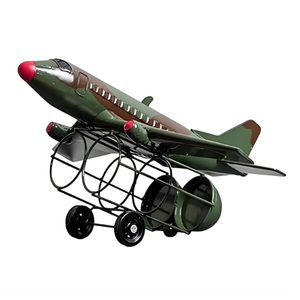Porte-vin en métal vintage en forme d'avion, capacité de 10 à 19 bouteilles, décoration de meubles pour la maison - Product Image 6