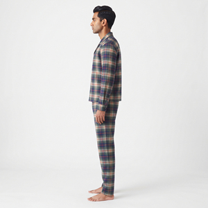 <b>Men</b> Winter <b>Flannel</b> Printed <b>Pajama</b> Set Warm Night Suit Comfortable Casual 100% Cotton Loose Fit Two Piece Home Wear Plaid Set - Product Image 3