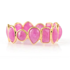 18K Gold Ruby Eternity Band-Micro Insert Pave Setting Wedding Ring - Product Image 2