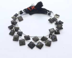Perles de pierres précieuses en labradorite facettée carrée, taillées et percées sur le côté, 10-14MM, qualité supérieure, perles fantaisie en labradorite, 7 pouces, pour bijoux - Product Image 3