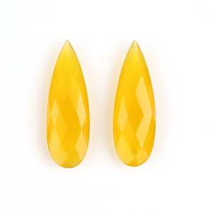 Perles de calcédoine naturelle de haute qualité 10x30mm, forme poire, facettées, jaunes, pour la fabrication de bijoux - Product Image 1