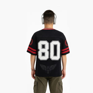 Vente en gros de maillots de football en mesh surdimensionnés pour hommes, streetwear hip-hop, t-shirt de sport à manches courtes - Product Image 4