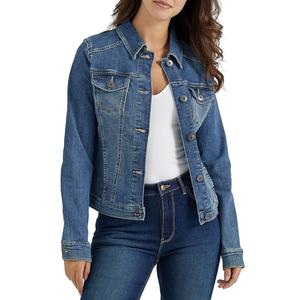 Veste en jean courte délavée bleu clair pour femme, style décontracté, à manches longues, tendance, prix de gros - Product Image 5