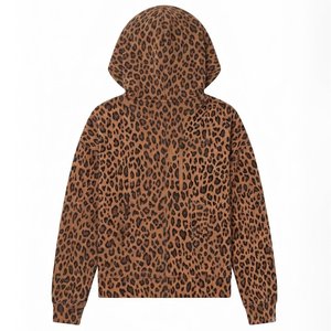 High Sales Custom Logo Women's Leopard Print Hooded Sweatshirt Full Sleeve <b>Zipper</b>-Up Embroidered Logo Casual Autumn Wear - Product Image 2