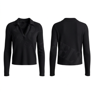 Camiseta Polo de Manga Larga con Cuello en V y Diseño de Logotipo Personalizado para Hombre, Tallas Grandes, Estilo Casual, Elegante y Moderno para la Playa - Product Image 6