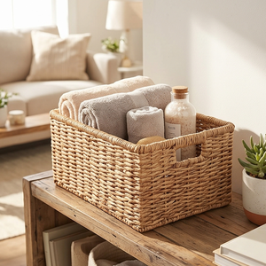 Cesta de Almacenamiento de Fibra Natural Tejida con Asas Integradas para Organización del Hogar, Armario, Despensa y Decoración - Product Image 4