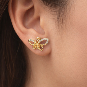 Elegantes Pendientes de Diamantes con Diseño de Mariposa en Oro Puro de 14K, Diamantes Cultivados en Laboratorio, Regalo de San Valentín para Ella, para Fiestas, 2026 - Product Image 5