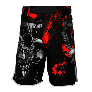 Pantalones Cortos de MMA con Diseño Sublimado, Patrón de Calavera y Águila en Negro y Rojo, Equipo de Entrenamiento Resistente para Luchadores, para Todas las Temporadas - Product Image 1