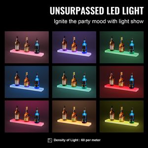 Espositore per Whisky a Parete Illuminato a LED, 1 Livello, 24 Pollici, per Bar Commerciale o Domestico, Scaffale per Esposizione Bottiglie di Liquori - Product Image 2