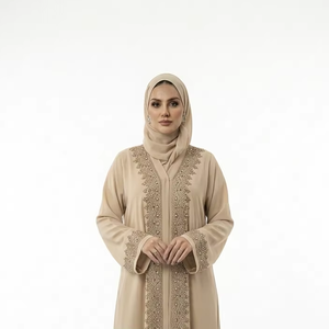 2026 Dubai Flawless Abaya Handmade Floor Length Long Sleeve Soft Breathable Fabric Loose Fit Casual Party Wear - Product Image 1