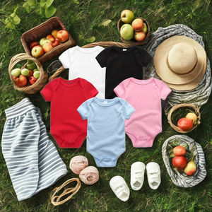 Wholesale Custom Logo Warm Oversize Printed Embossed Sublimation Blank Unisex Baby <b>Romper</b> Spandex/Bamboo Fiber Snap Button - Product Image 2