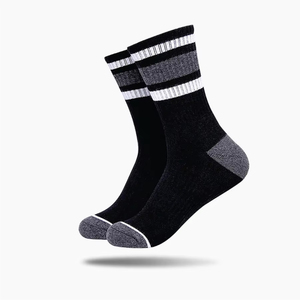 Calcetines Deportivos de Baloncesto para Adultos, Tejidos y Transpirables, de Algodón y Elastano, con Rayas Azul Marino y Gris, para Uso Casual de Verano - Product Image 6