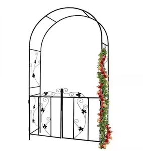 Arco de Jardín de Metal Negro con Puerta, Soporte para Macetas, Enrejado para Plantas Trepadoras, Decoración para Patio y Jardín - Product Image 2