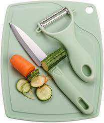 Éplucheur de légumes verts, râpe à fromage, zester d'agrumes, ensemble d'ustensiles de cuisine en acier inoxydable avec planche à découper - Product Image 2