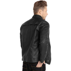 Blouson de motard slim en cuir de vachette véritable pour homme, imperméable, coupe-vent, à capuche, style urbain, collection hiver - Product Image 4
