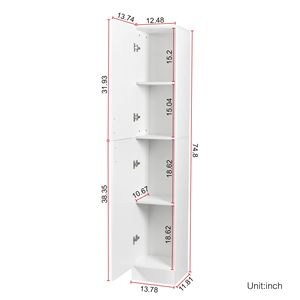 Mobile da Cucina Bianco Indipendente con Ripiani Fissi e Due Ante per Cucina e Sala da Pranzo - Product Image 5