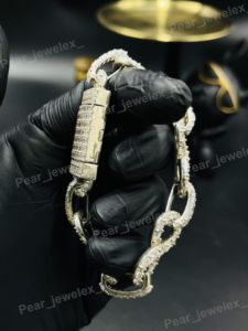 Pulsera de Cadena Cubana con Diamantes de Moissanita Iced Out, Plata 925, Estilo Hip Hop, Lujo para Fiestas - Product Image 2