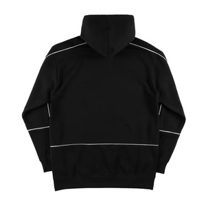 Sweat à capuche personnalisé pour homme, noir et blanc, avec bordure contrastée, style streetwear oversize, en coton molletonné, OEM - Product Image 2