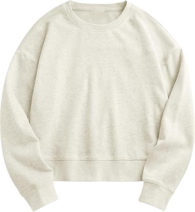 Sudadera Oversize de Cuello Redondo para Mujer, Color Liso, Hombros Caídos, Manga Larga - Product Image 6