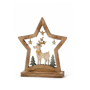 Decoración navideña de MDF con renos y estrellas, adorno tradicional hecho a mano. - Product Image 5