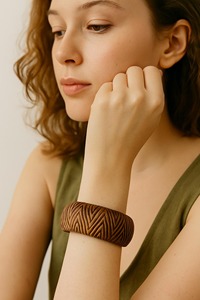 Premium Quality Belladec Acacia Wood <b>Bangles</b> for Women Girls Trendy Indo Western Style Special Wood <b>Charms</b> Long Life Coating - Product Image 4