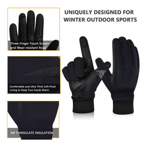 Professional Men's Women's Ski Gloves For Winter Made From Polyester Fabric,Knitted <b>Wool</b>,Silicone Printing Motorcycle Riding - Product Image 4