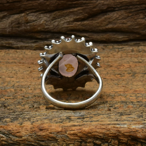 Bague en argent sterling 925 avec quartz rose, sertissage clos, pierre précieuse naturelle, forme ovale, cadeau d'anniversaire de mariage pour elle - Product Image 3