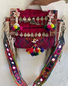 Indian Handmade Traditional Embroidered Handbag Women Vintage Banjara Tassel Shopping <b>Bag</b> Stylish Boho <b>Hippie</b> Seashell Tote <b>Bag</b> - Product Image 2