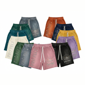 กางเกงวอร์มขาสั้นแบรนด์เนมประดับเพชรคุณภาพพรีเมียม OEM ODM ผ้าฝ้าย 100% ระบายอากาศได้ดี เป็นมิตรกับสิ่งแวดล้อม แห้งเร็ว สไตล์วินเทจ - Product Image 1