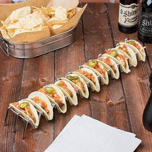 Direct Factory Sale Customized Logo Wavy Shape Stainless Steel Taco Tray Holder Pancake <b>Rack</b> Dishwasher Safe Hot Selling Parties - Product Image 1