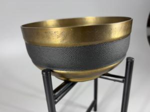 Modern Design Gold Brass Planter With Black Metal <b>Stand</b> Indoor Flower Pot Minimalist Design for Green <b>Plants</b> - Product Image 4