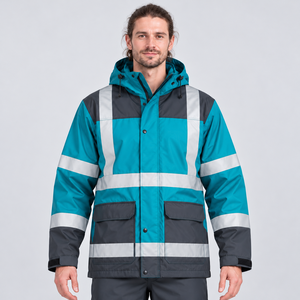 Casual Fashion <b>Reflective</b> Waterproof Safety Work Wear <b>Jacket</b> For <b>Men</b> Yellow Security With Shipment And Delivery Workwear <b>Jacket</b> - Product Image 1