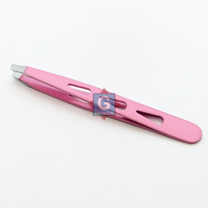 Pinzas de Cejas de Alta Precisión, Acero Inoxidable, Logotipo Personalizado, Punta Puntiaguda Duradera, Color Rosa - Product Image 1