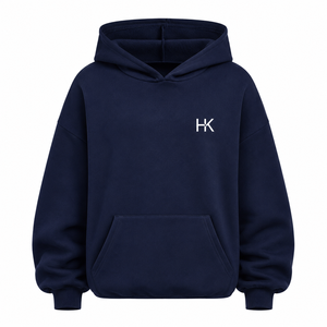 เสื้อฮู้ดดี้โอเวอร์ไซส์คุณภาพสูง สกรีนโลโก้ตามสั่ง ผ้าฟลีซเนื้อหนา ใส่ได้ทั้งชายและหญิง สไตล์สตรีทแวร์ สีกรมท่า - Product Image 1
