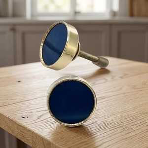 Poignée de meuble ronde en laiton bleu, style moderne, durable, pour armoire, bar, cuisine, tiroir, porte, placard - Product Image 1