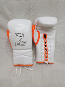 Guantes de Boxeo Fly Blancos y Naranjas de Cuero PU con Cordones, Guantes de Entrenamiento para Boxeo Unisex de 14 Años en Adelante - Product Image 6