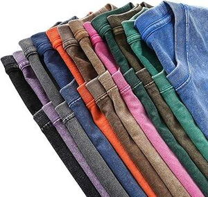 Camiseta con Estampado Personalizado, Lavado Ácido, 100% Algodón, Ligera, Estilo Retro, Corte Regular, Ropa Casual Urbana - Product Image 2